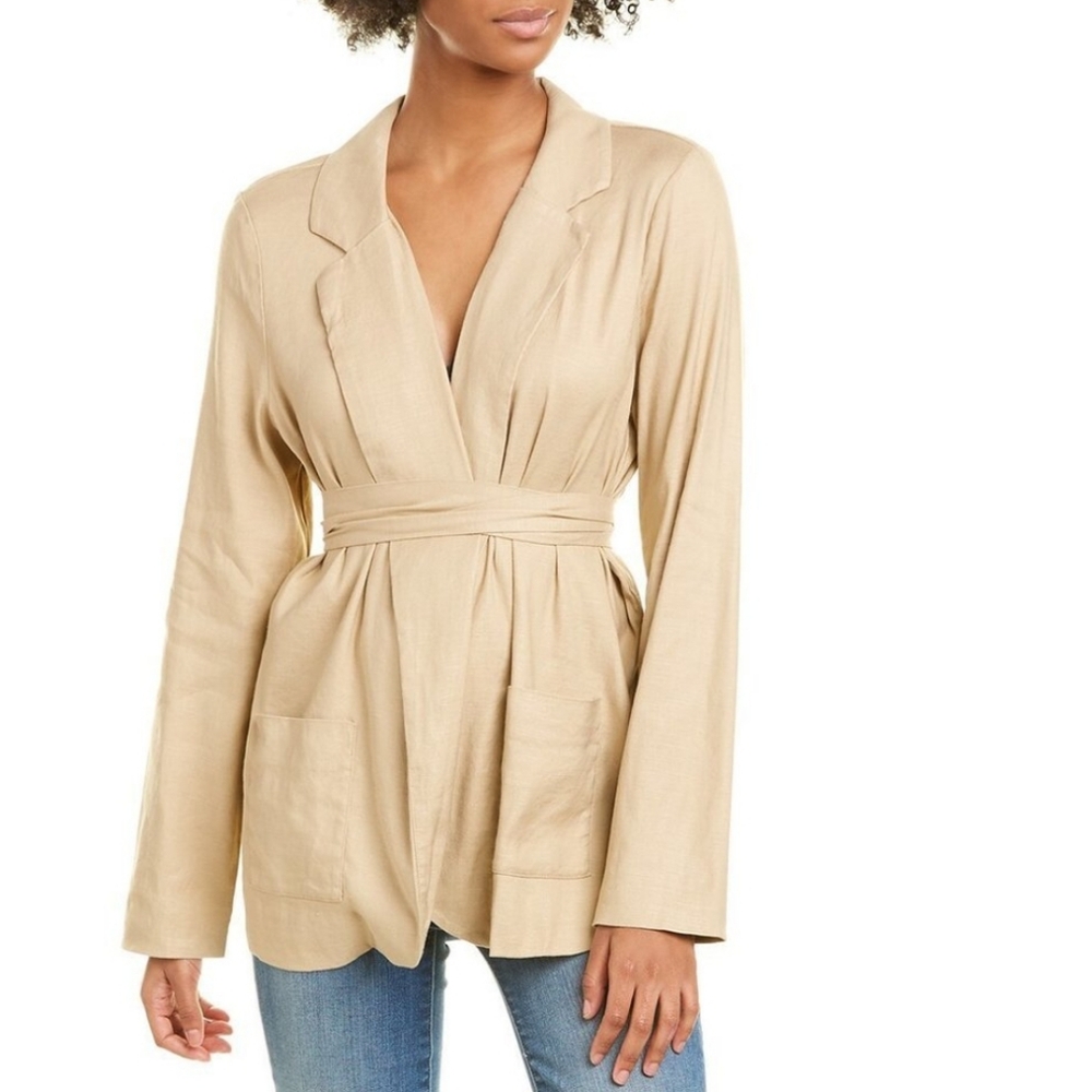 NYDJ Belted Linen-Blend Blazer